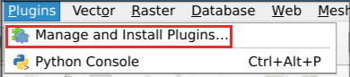 The Plugins menu open, with Manage and Install Plugins highlighted.